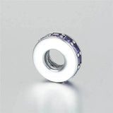 925 Silver Abstract Spacer Charm with Purple Crystal