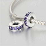 925 Silver Abstract Spacer Charm with Purple Crystal
