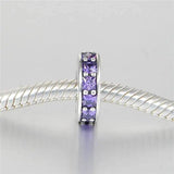 925 Silver Abstract Spacer Charm with Purple Crystal