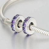 925 Silver Abstract Spacer Charm with Purple Crystal