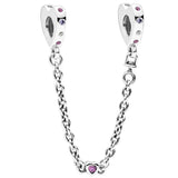 Bright Hearts Safety Chain Bead, 925 Sterling Silver Charm Bracelet DIY