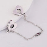 Bright Hearts Safety Chain Bead, 925 Sterling Silver Charm Bracelet DIY
