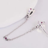Bright Hearts Safety Chain Bead, 925 Sterling Silver Charm Bracelet DIY