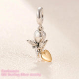 925 Silver Cupid & You Charm, CZ Beads for Bracelet DIY