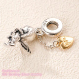 925 Silver Cupid & You Charm, CZ Beads for Bracelet DIY