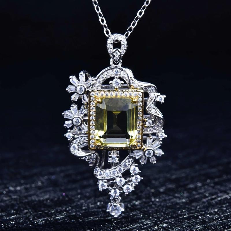 Women's Square CZ Sweater Necklace - Silver Jewelry for Wedding