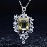 Women's Square CZ Sweater Necklace - Silver Jewelry for Wedding