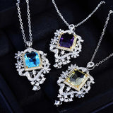 Women's Square CZ Sweater Necklace - Silver Jewelry for Wedding