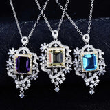 Women's Square CZ Sweater Necklace - Silver Jewelry for Wedding