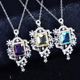 Women's Square CZ Sweater Necklace - Silver Jewelry for Wedding
