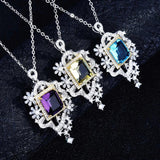 Women's Square CZ Sweater Necklace - Silver Jewelry for Wedding
