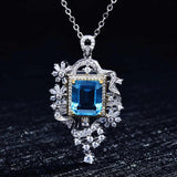Women's Square CZ Sweater Necklace - Silver Jewelry for Wedding