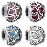Multicolor Heart Crystal Beads Charm for 925 Sterling Bracelet
