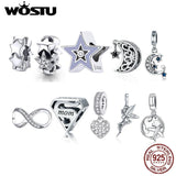 925 Silver Star Moon Charms Pendant DIY Jewelry Gift