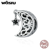 925 Silver Star Moon Charms Pendant DIY Jewelry Gift