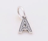 925 Silver Letter A Dangle Charm for Bracelets & Necklaces