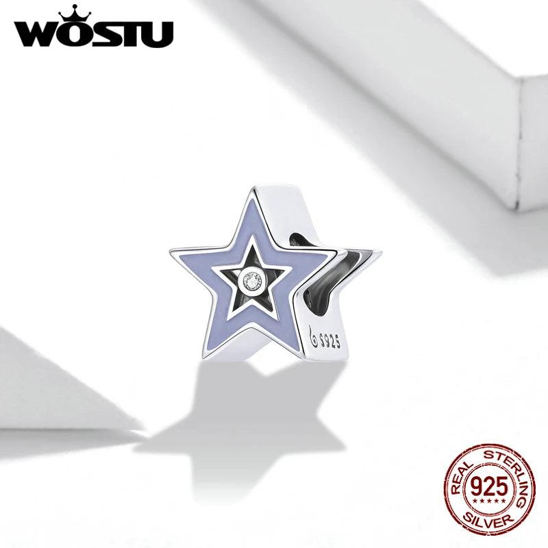 Wostu 925 Sterling Silver Stars Dangle Charm Bracelet Bead
