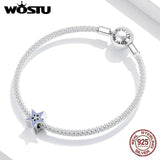 Wostu 925 Sterling Silver Stars Dangle Charm Bracelet Bead