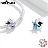 Wostu 925 Sterling Silver Stars Dangle Charm Bracelet Bead