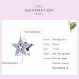 Wostu 925 Sterling Silver Stars Dangle Charm Bracelet Bead
