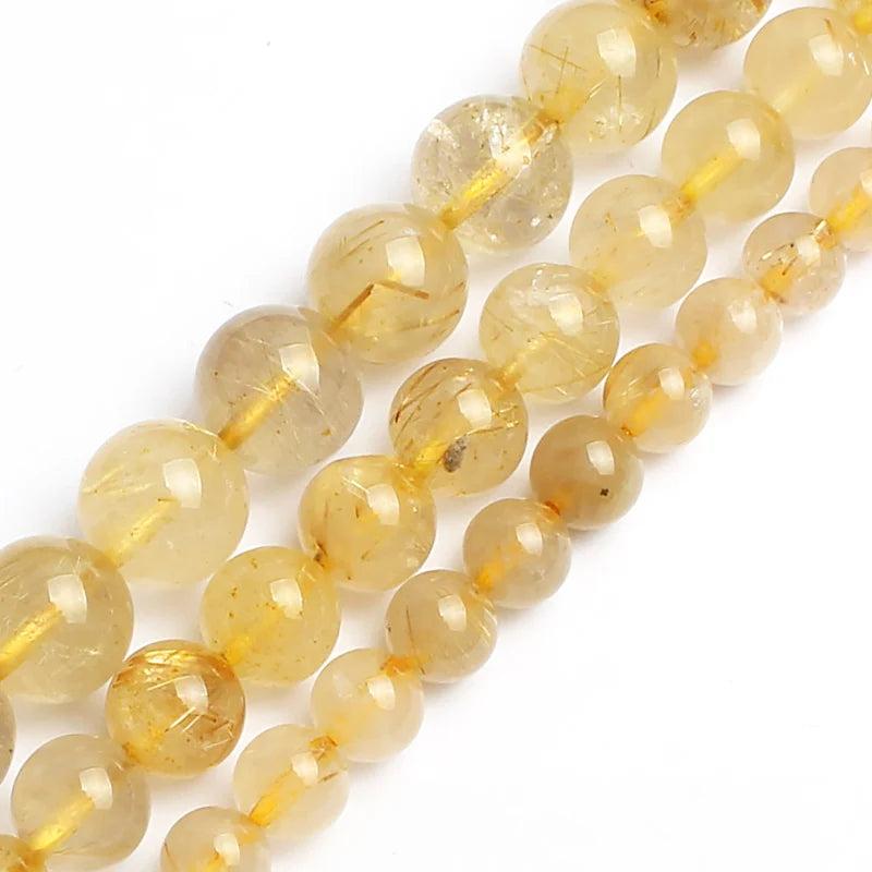 Rutilated Quartz Round Beads 15inches 6/8/10mm