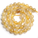 Rutilated Quartz Round Beads 15inches 6/8/10mm