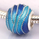 925 Silver Swirls Charm Enamel Beads for Bracelets
