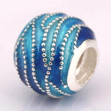 925 Silver Swirls Charm Enamel Beads for Bracelets
