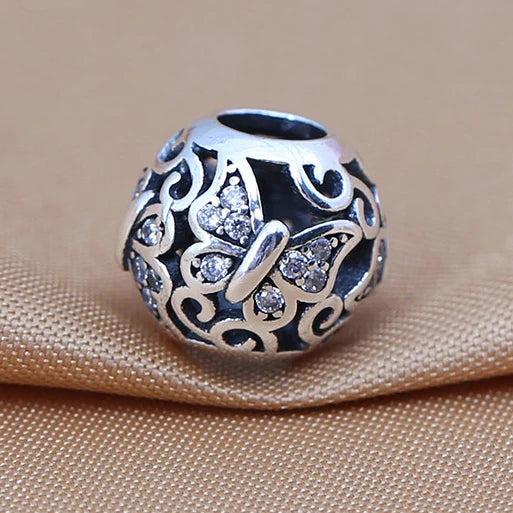 925 Silver Butterfly Charm Beads for European Charms Bracelet