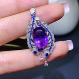 Amethyst Pendant Necklace Purple Crystal Choker Wedding Party Gift