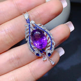 Amethyst Pendant Necklace Purple Crystal Choker Wedding Party Gift