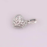 925 Silver Love Heart Tree Pendant Beads for Bracelet DIY Jewelry