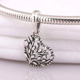 925 Silver Love Heart Tree Pendant Beads for Bracelet DIY Jewelry