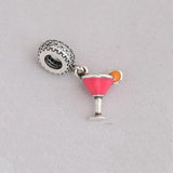 925 Silver Fruity Cocktail Charm, Enamel & CZ for DIY Bracelets