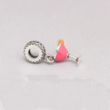 925 Silver Fruity Cocktail Charm, Enamel & CZ for DIY Bracelets