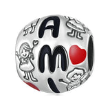 925 Silver Fatima's Hand Devil's Eye Bead Charm Vintage Hollow
