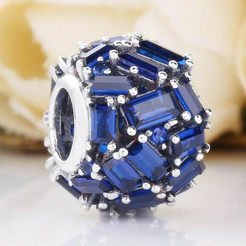 Baguette Crystal Beads 925 Silver Charm Bracelet Bangle DIY Jewelry