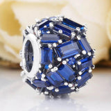 Baguette Crystal Beads 925 Silver Charm Bracelet Bangle DIY Jewelry