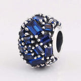 Baguette Crystal Beads 925 Silver Charm Bracelet Bangle DIY Jewelry