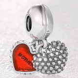 Red Enamel Mother Daughter Pendant Beads for Bracelet DIY