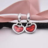 Red Enamel Mother Daughter Pendant Beads for Bracelet DIY