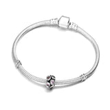 925 Silver Heart Pink Zircon Bead Charm for Jewelry Making