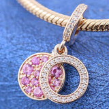 Rose Sparkling Pink Crystal Disc Pendant Beads for Bracelet Bangle