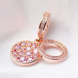 Rose Sparkling Pink Crystal Disc Pendant Beads for Bracelet Bangle