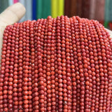 2-4mm Red Coral Faceted Round Beads 15 Inch