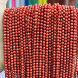 2-4mm Red Coral Faceted Round Beads 15 Inch