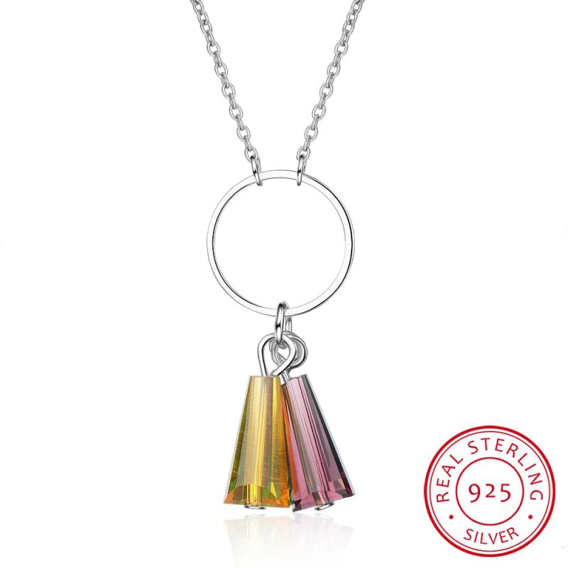 Colorful Crystal Pendant Necklace for Women Ladies