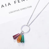 Colorful Crystal Pendant Necklace for Women Ladies