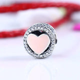 Pink Love Crystal Beads 925 Silver Charm Bracelet DIY Jewelry