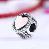 Pink Love Crystal Beads 925 Silver Charm Bracelet DIY Jewelry